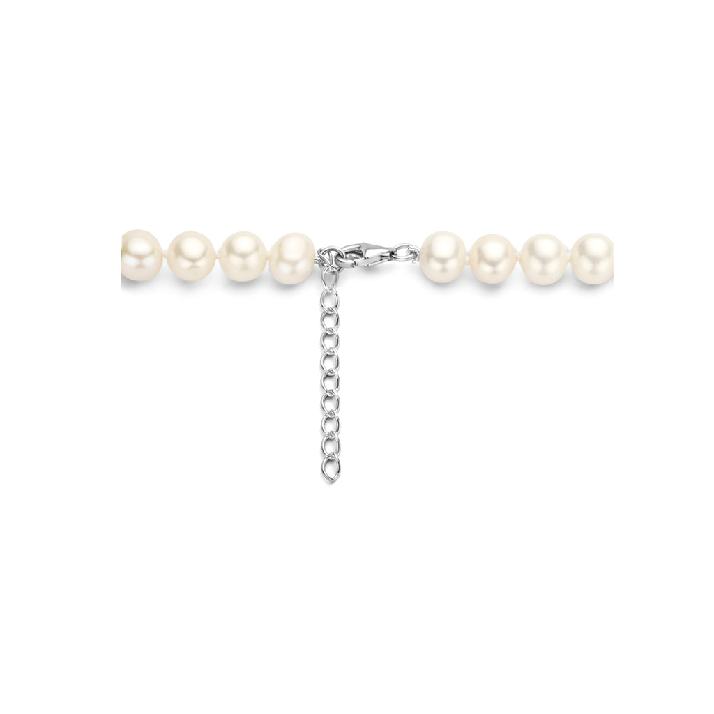 collier parels 8,5 mm zilver gerhodineerd