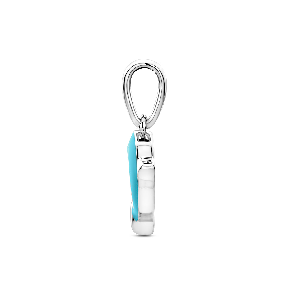 Anhänger Emaille Delphin blau 17 mm rhodiniertes Silber