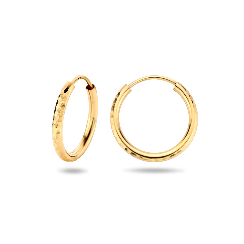 Ohrringe runder Rohr gefasst 16 mm 14K Gelbgold
