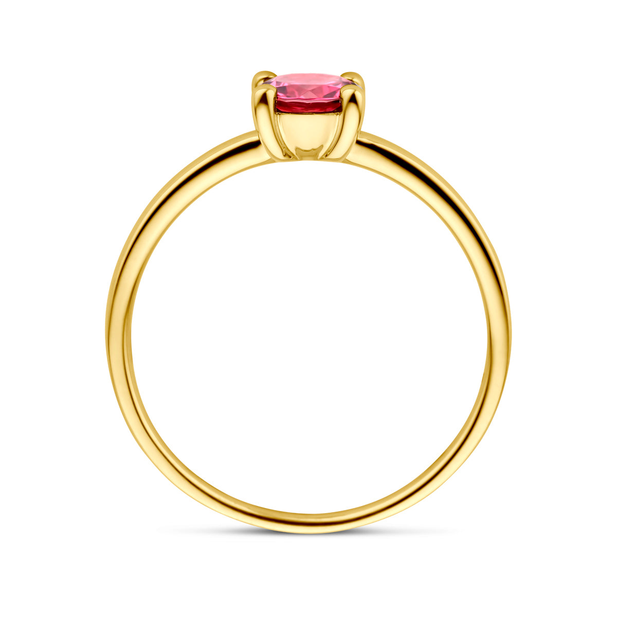 ring roze rhodoliet 14K geelgoud