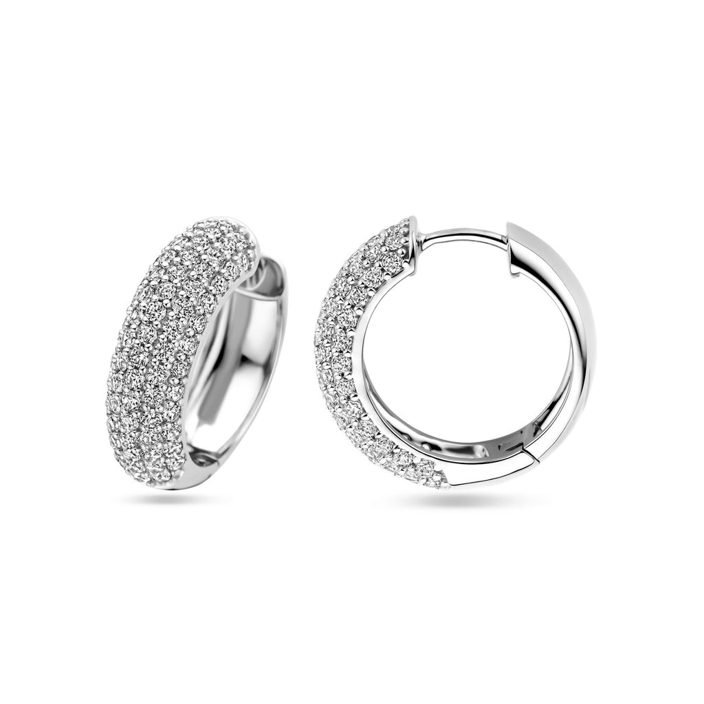 Klappohrringe Zirkonia 21 mm Silber rhodiniert