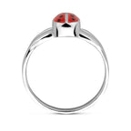 ring lieveheersbeestje emaille zilver wit