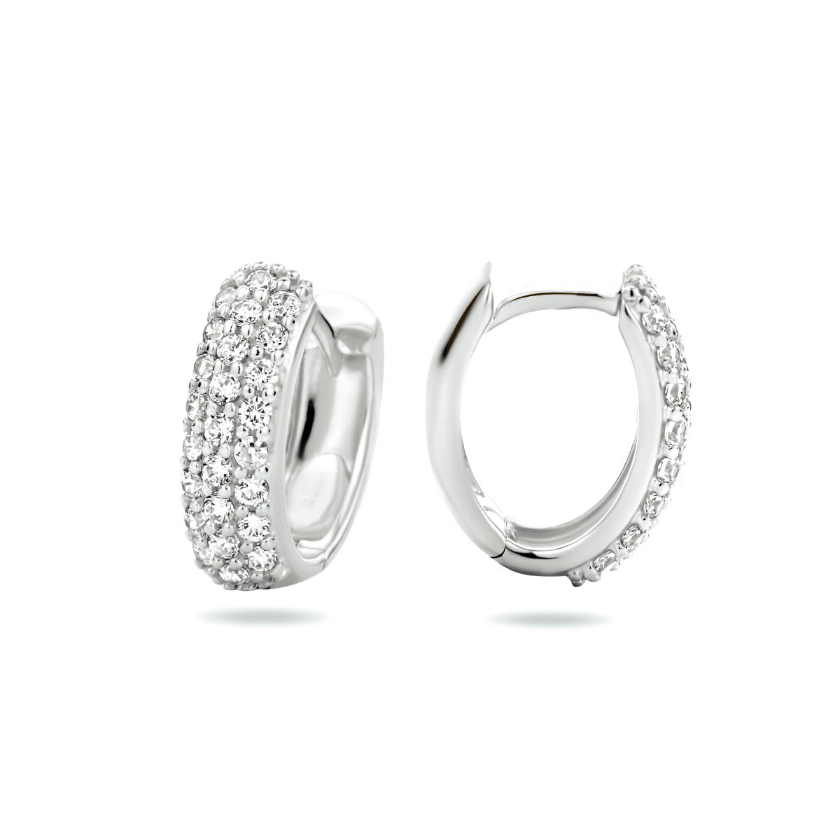 klapoorringen zirkonia 14K witgoud