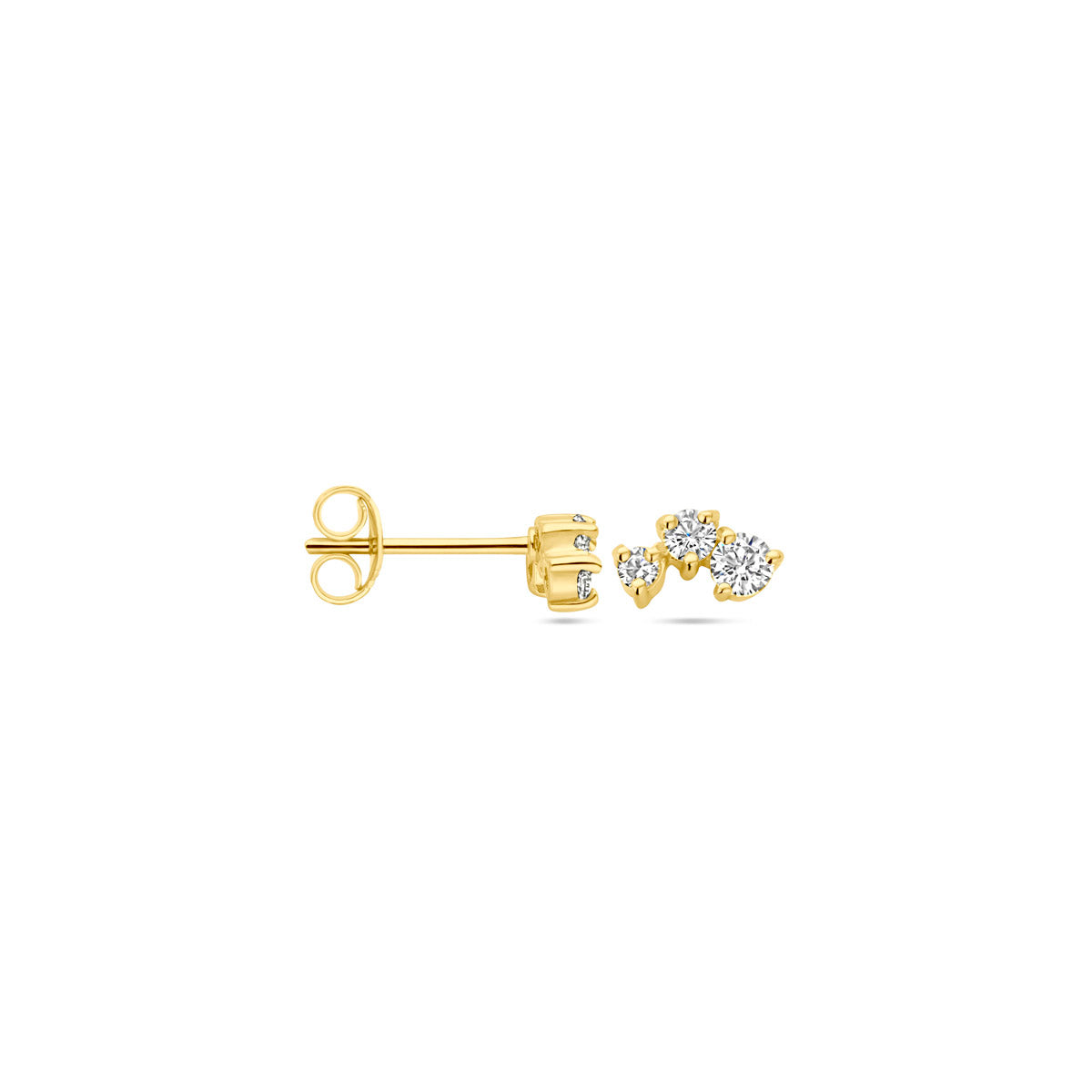 oorknoppen zirkonia 1 micron zilver verguld (geel)