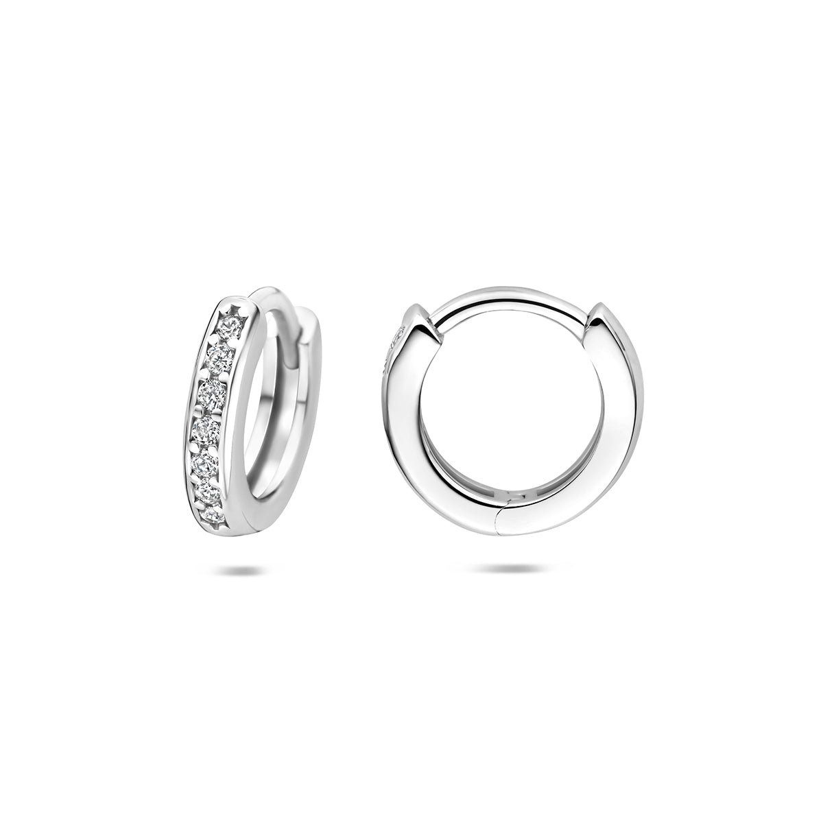 klapoorringen zirkonia 13 mm zilver gerhodineerd