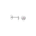 oorknoppen bloem roze zirkonia zilver gerhodineerd