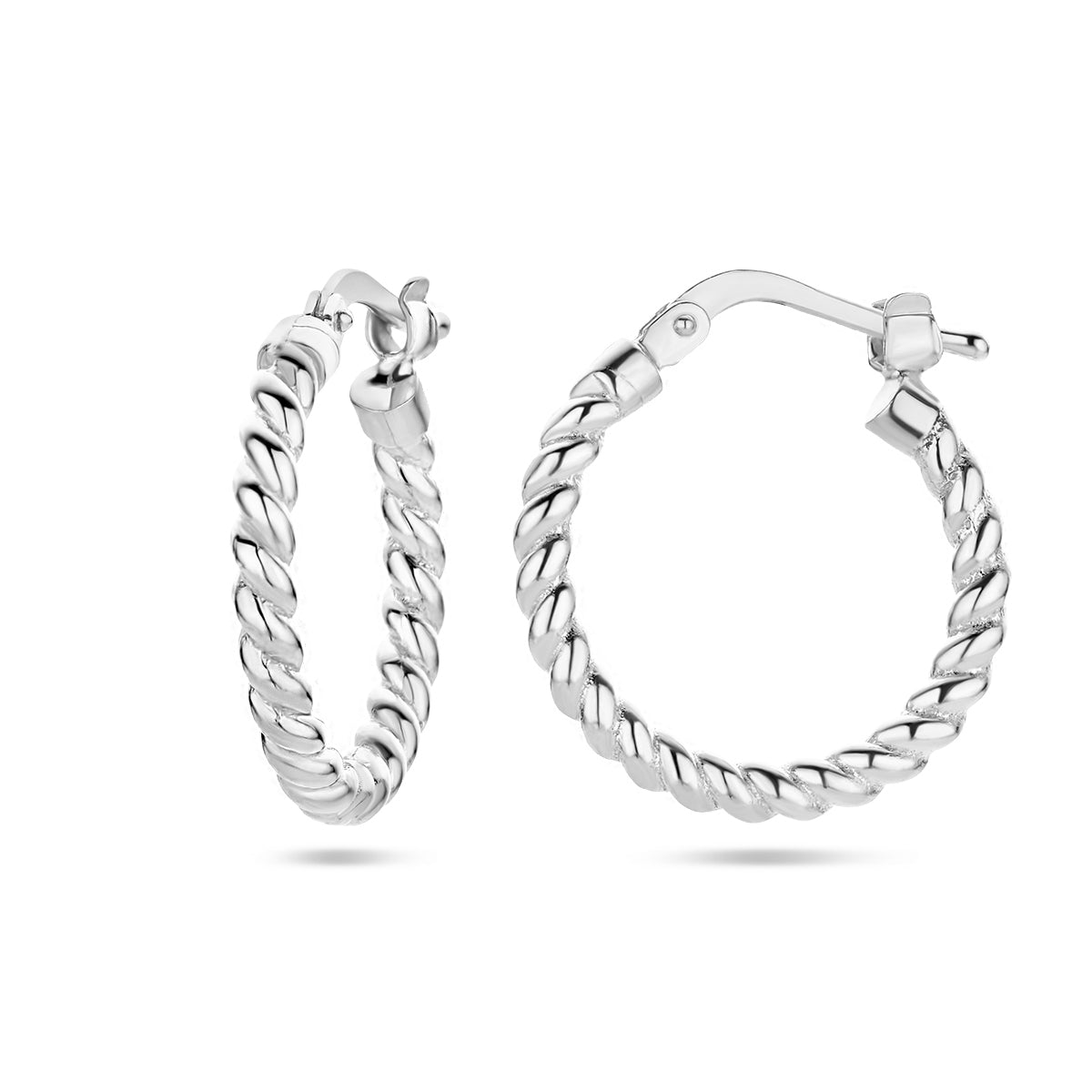 oorringen gedraaide buis 18 mm zilver gerhodineerd