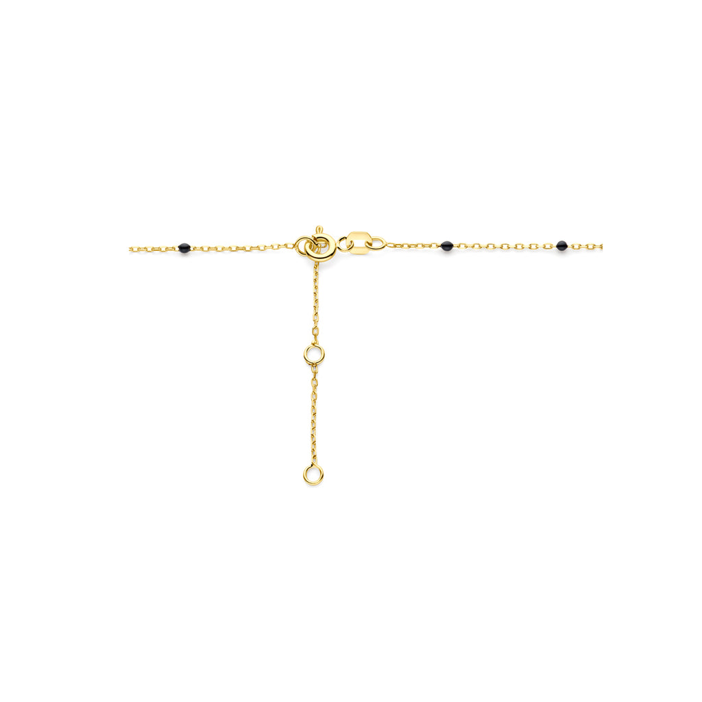Halskette schwarzes Emaille 1 mm 40 - 42 - 44 cm 14K Gelbgold