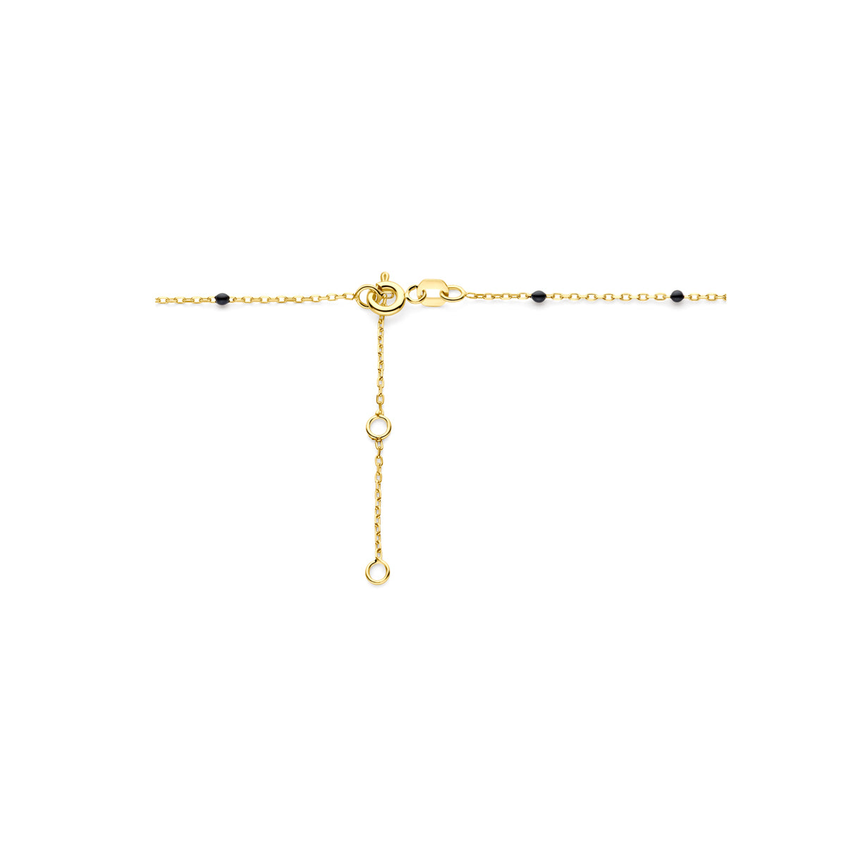 Halskette schwarzes Emaille 1 mm 40 - 42 - 44 cm 14K Gelbgold