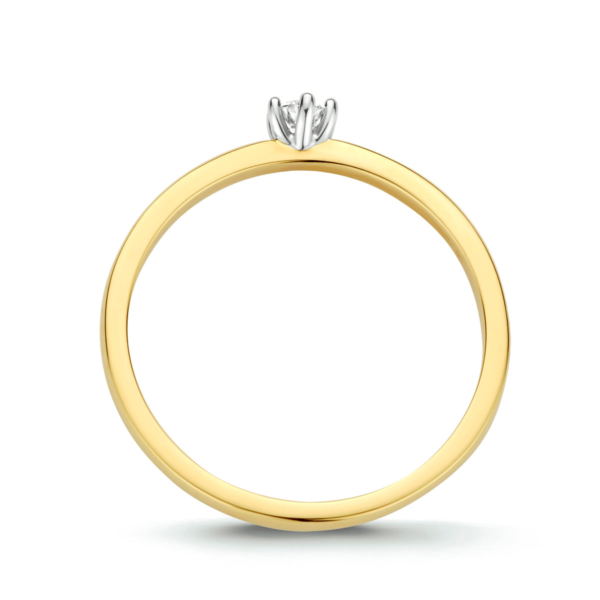 ring diamant 0.10ct h si 14K bicolor goud geel/wit
