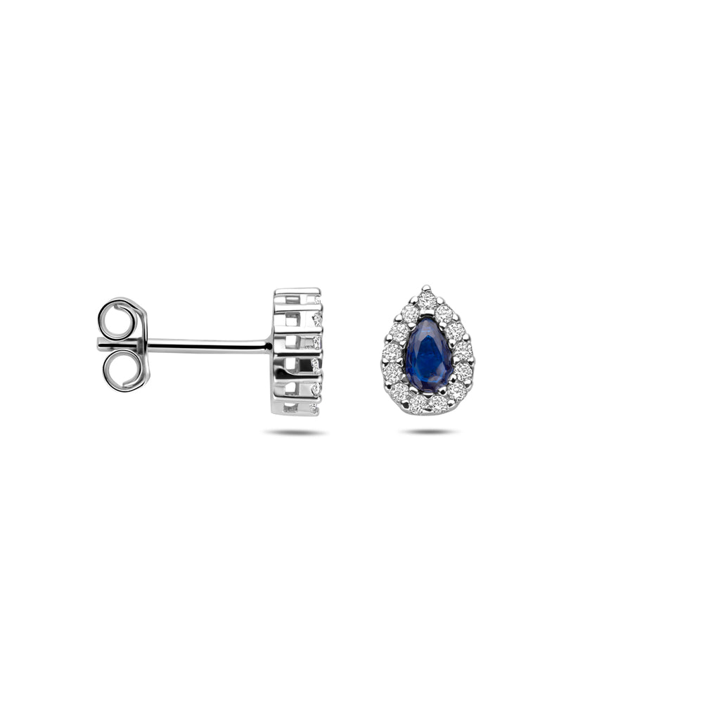 Ohrstecker Saphir Zirkonia 8,5 mm Silber rhodiniert