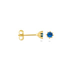 9k oorknoppen blauw zirkonia 4,5 mm 9K geel
