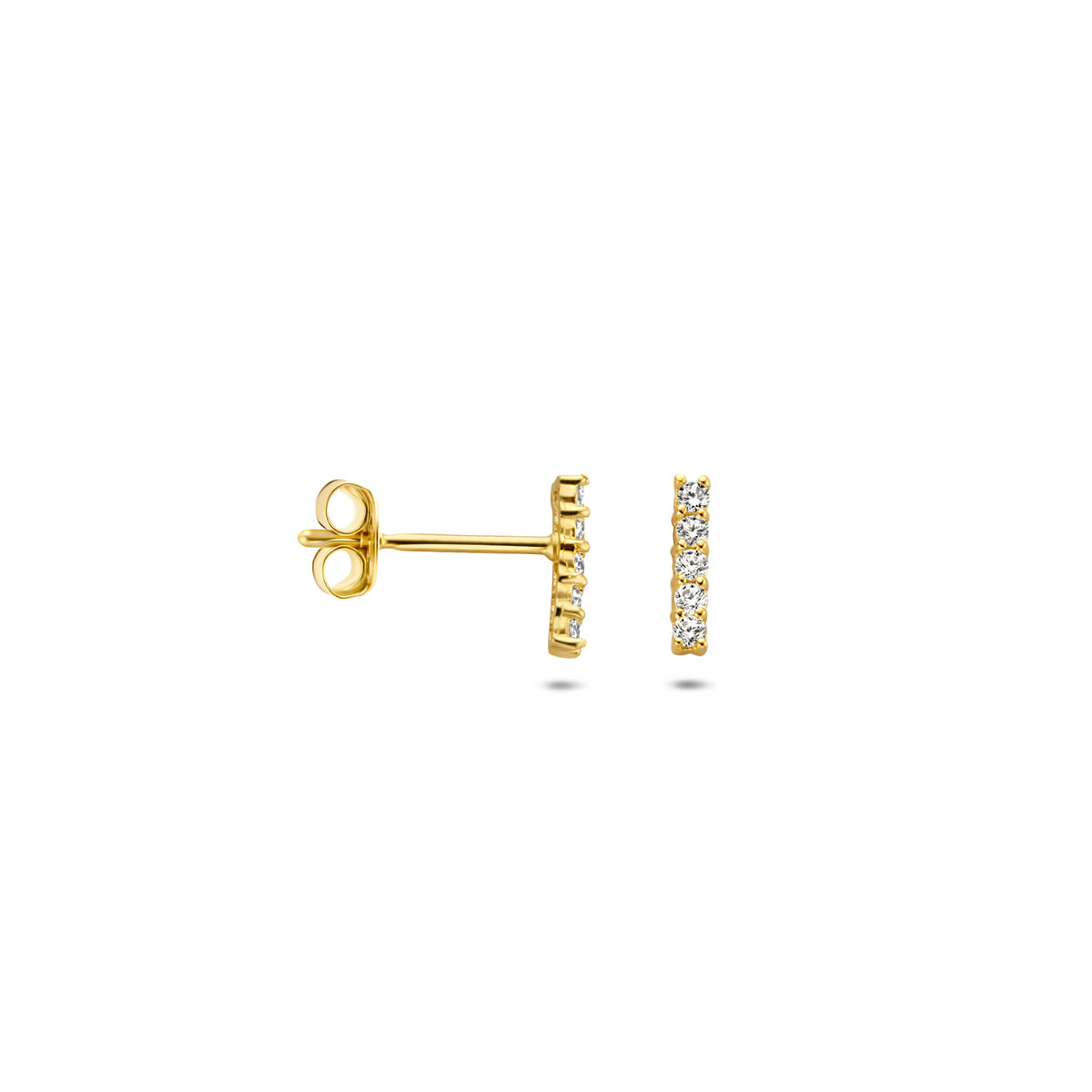 Ohrstecker Balken Zirkonia 7 mm 14K Gelbgold