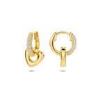 oorringen hartje zirkoina 17 mm 1 micron zilver verguld (geel)