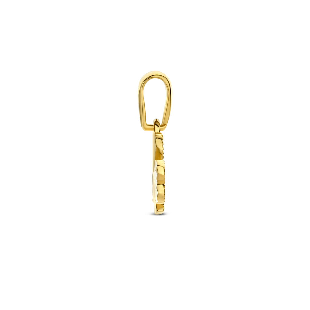 hanger klaver gediamanteerd 8 mm 14K geelgoud