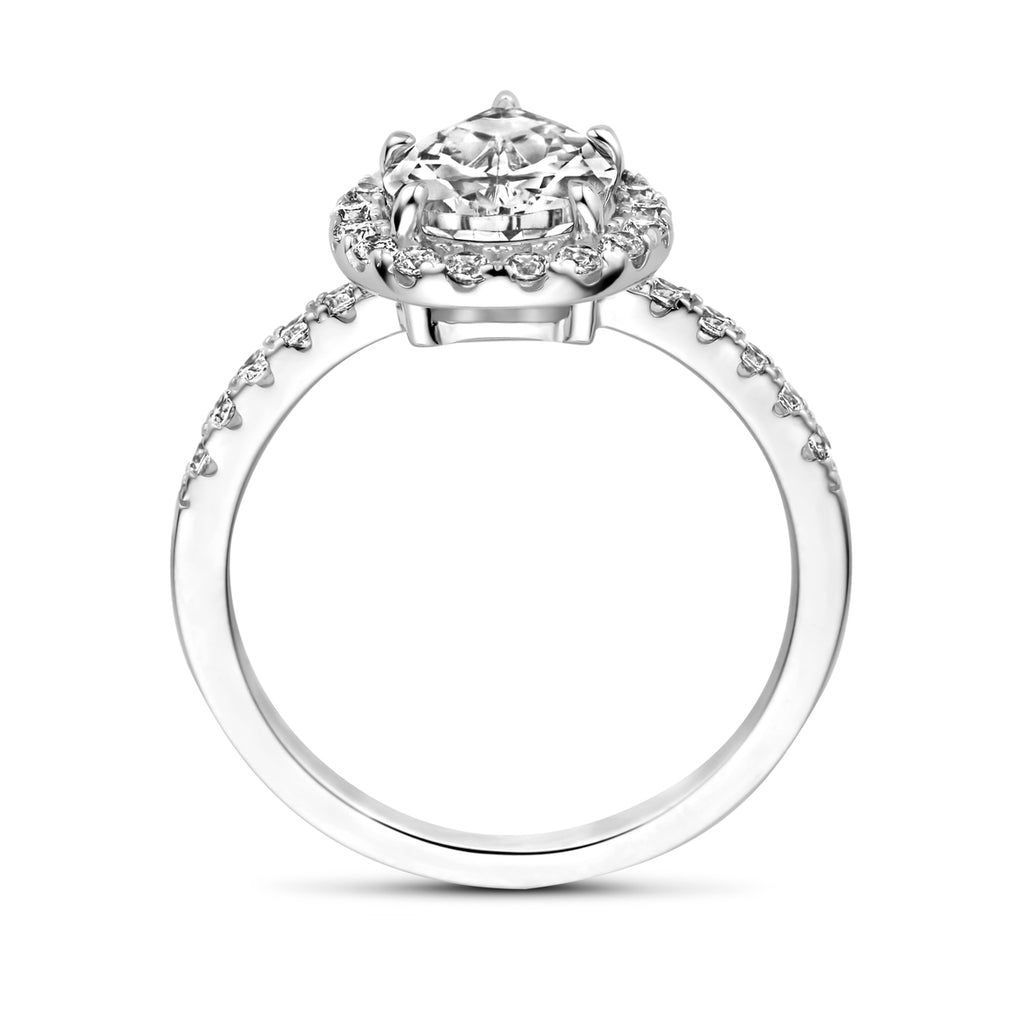Ring Zirkonia Halo Silber rhodiniert