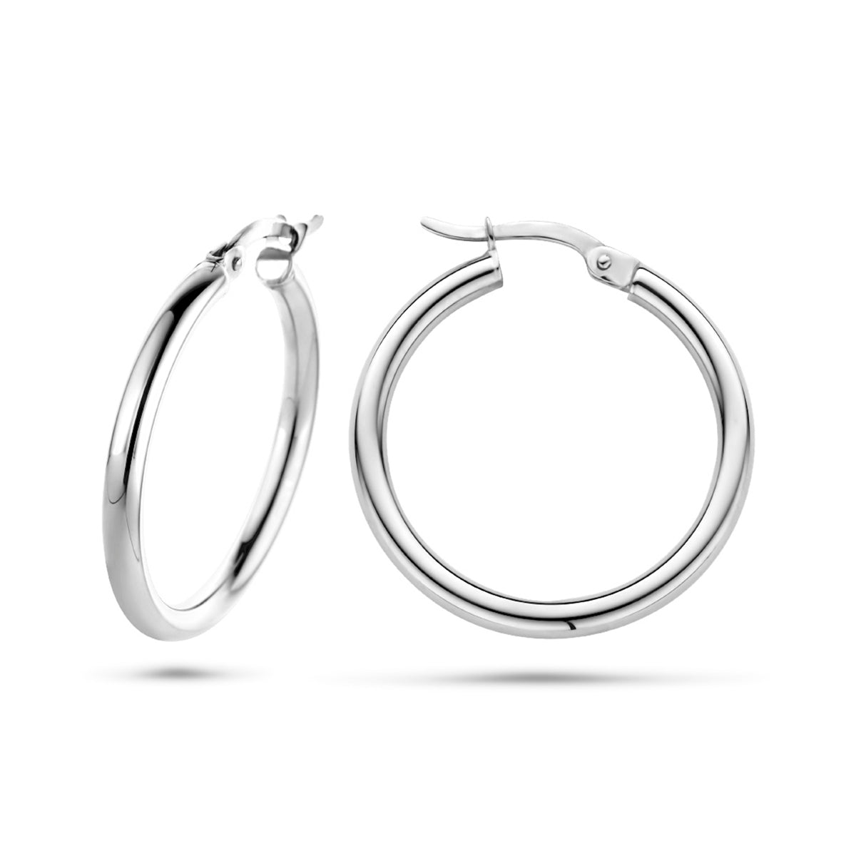 oorringen 2,5 mm ronde buis 14K witgoud - rond