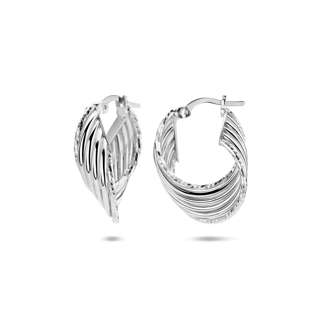 oorringen gediamanteerd 25 mm zilver gerhodineerd