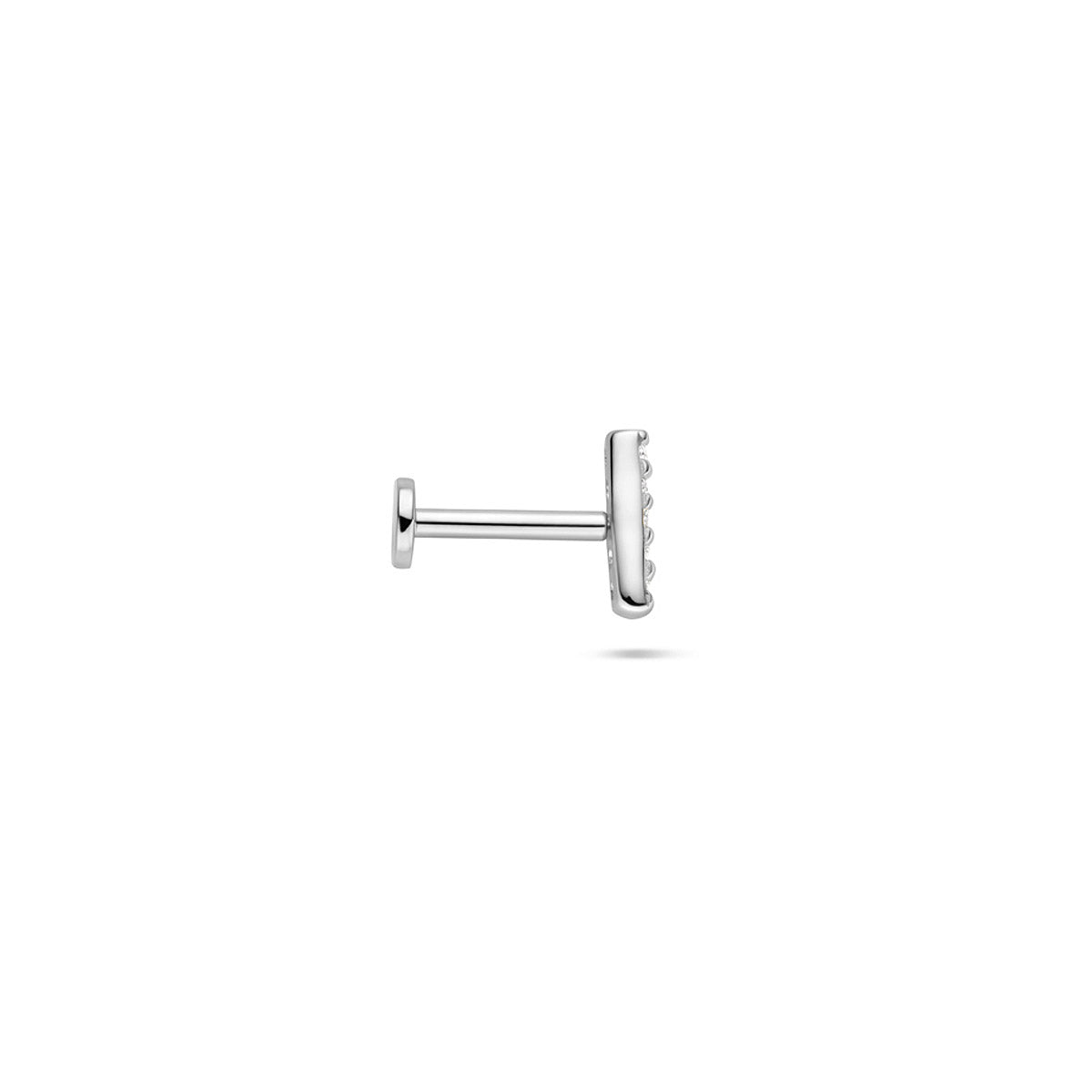 flat back piercing balk zirkonia 6,3 mm zilver gerhodineerd