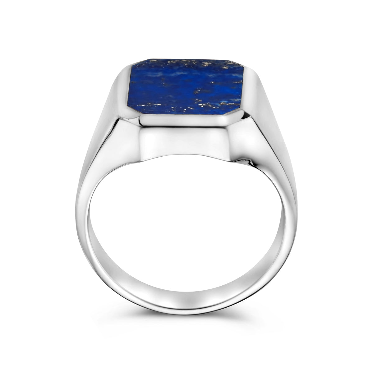 Siegelring massiv Lapislazuli 13 x 11 mm Silber rhodiniert