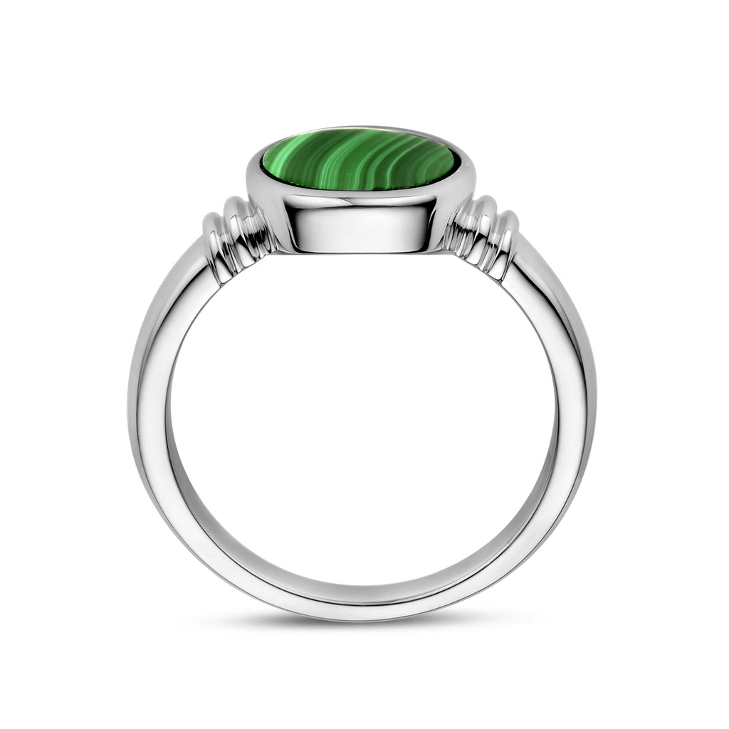 Ring Malachit rhodiniertes Silber