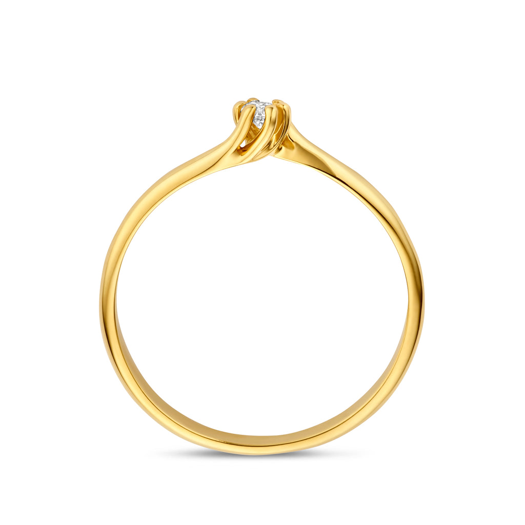 Ring Laborgezüchteter Diamant 0,05ct G VS 14K Gelbgold