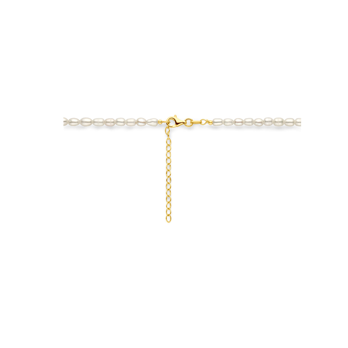 Halskette Perle 3,8 mm 50 + 5 cm Silber vergoldet (gelb)