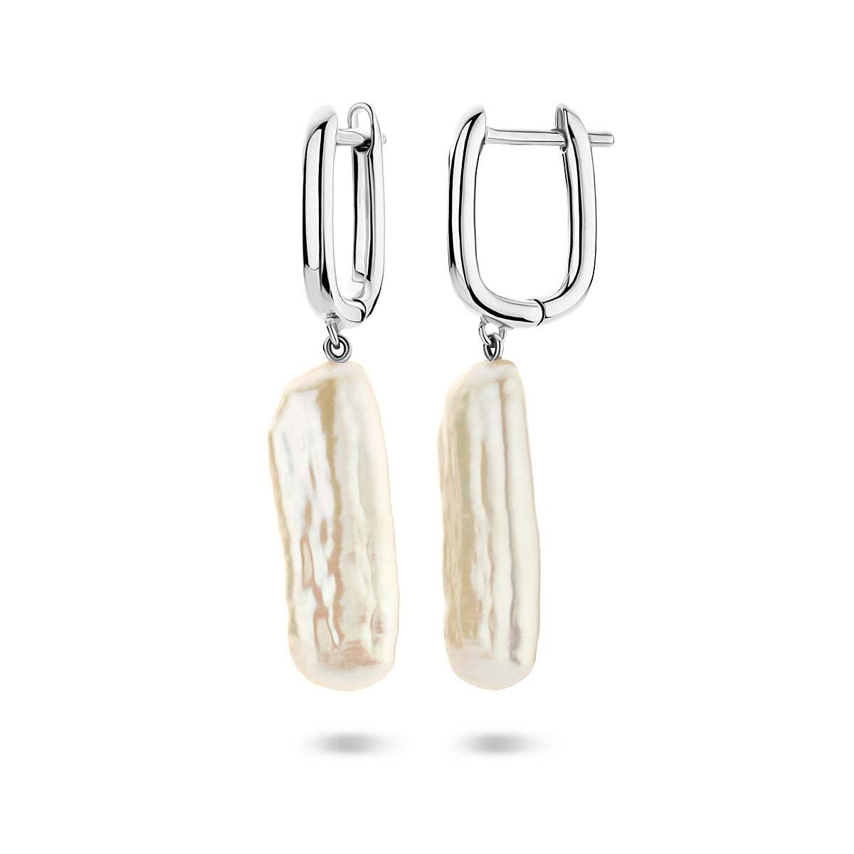 klapoorringen parel 38 mm zilver gerhodineerd