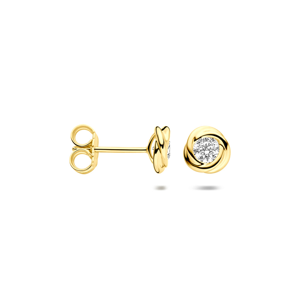 oorknoppen zirkonia 6,5 mm 14K geelgoud