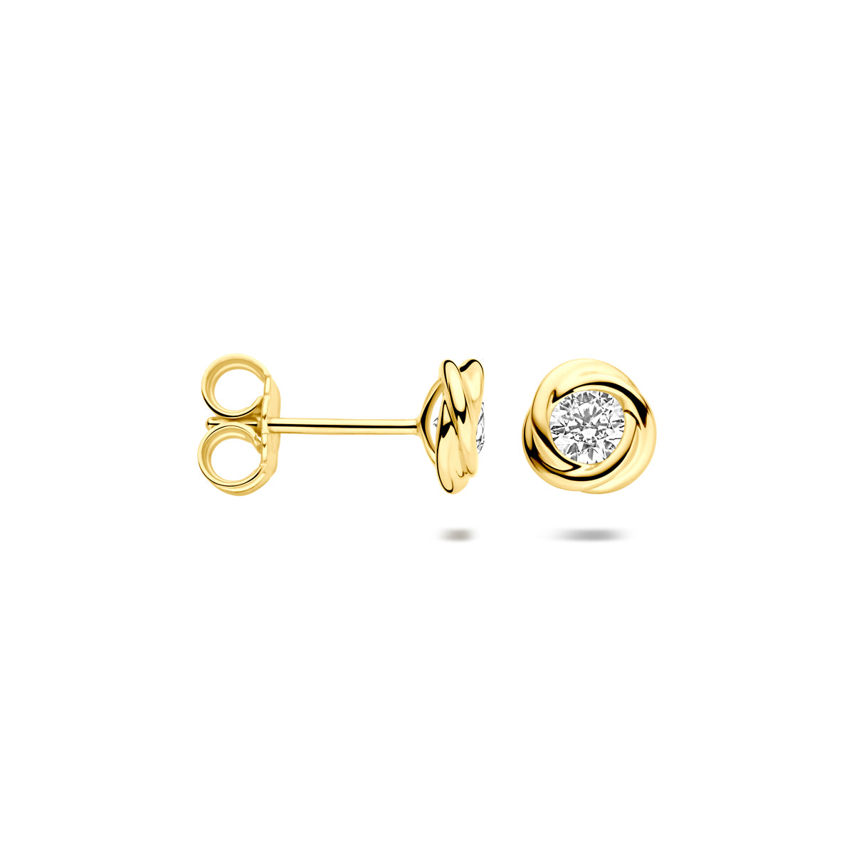 oorknoppen zirkonia 6,5 mm 14K geelgoud