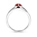 ring lieveheersbeestje emaille zilver wit