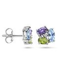 Ohrstecker Zirkonia und Synth. Edelsteine ​​Silber rhodiniert
