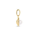 Anhänger Perle und Zirkonia 13 mm 14K Gelbgold