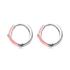 Ohrhänger aus Zirkonia und rosa Emaille, Silber rhodiniert