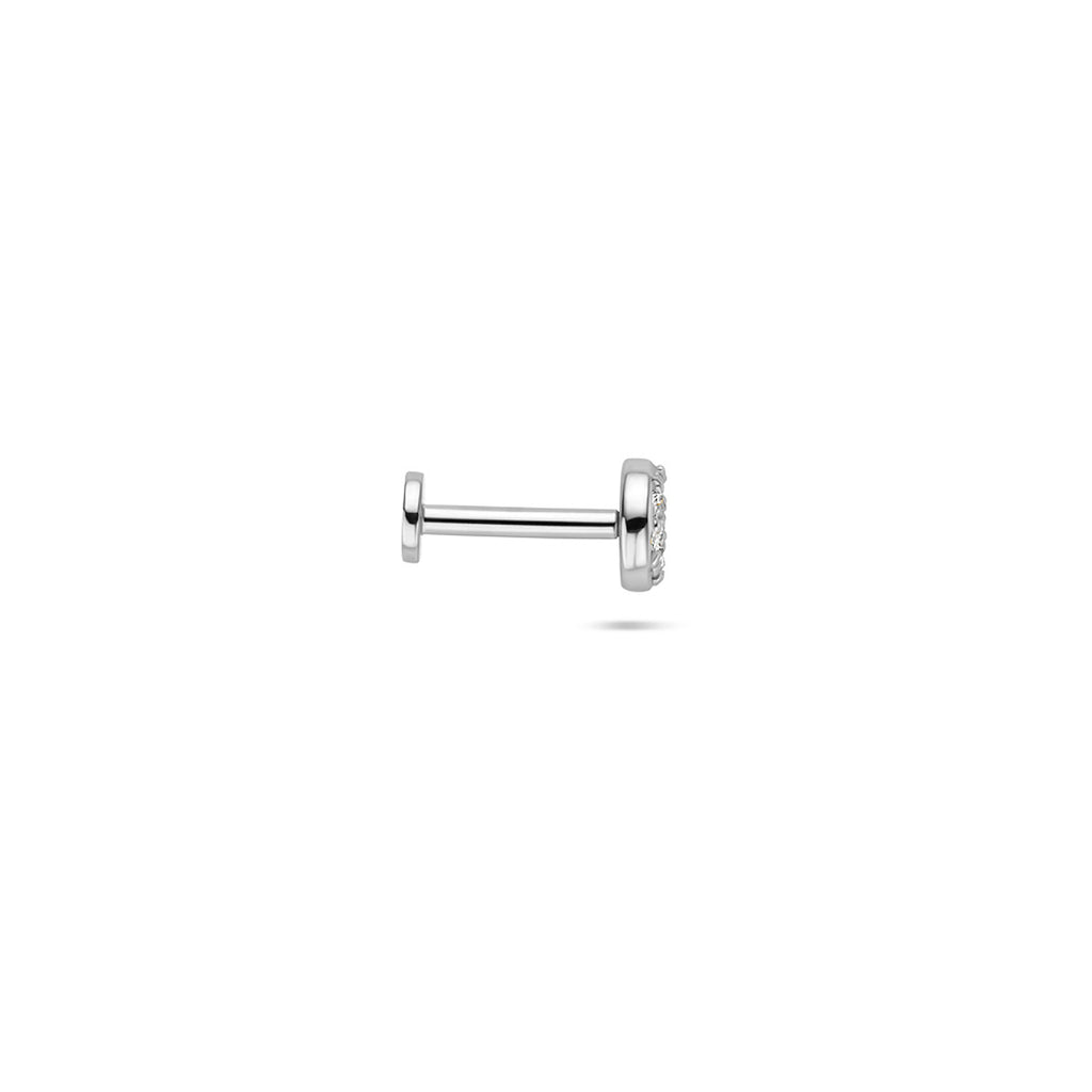 Flatback Piercing rund Zirkonia 4 mm Silber rhodiniert