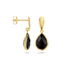 oorhangers onyx 20 mm 14K geelgoud