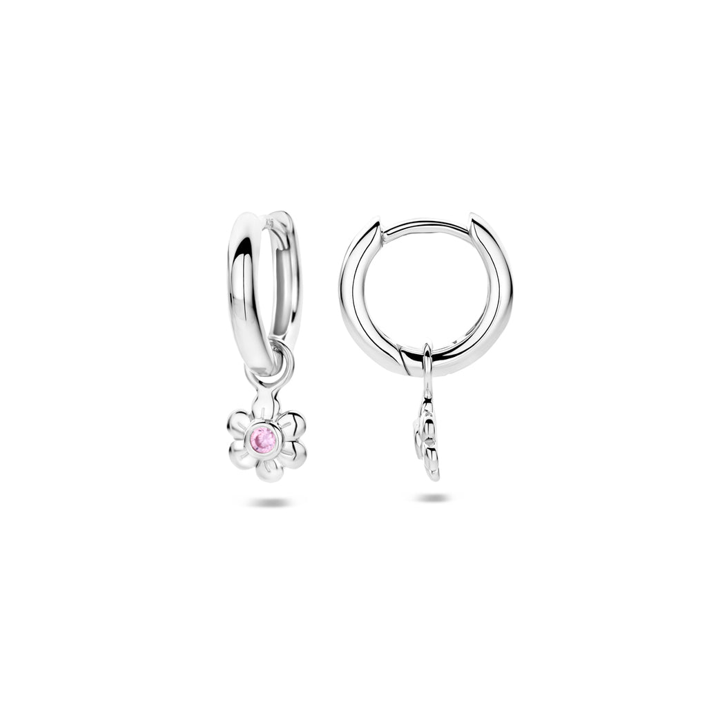 Ohrringe Blume rosa Zirkonia 12 mm Silber rhodiniert