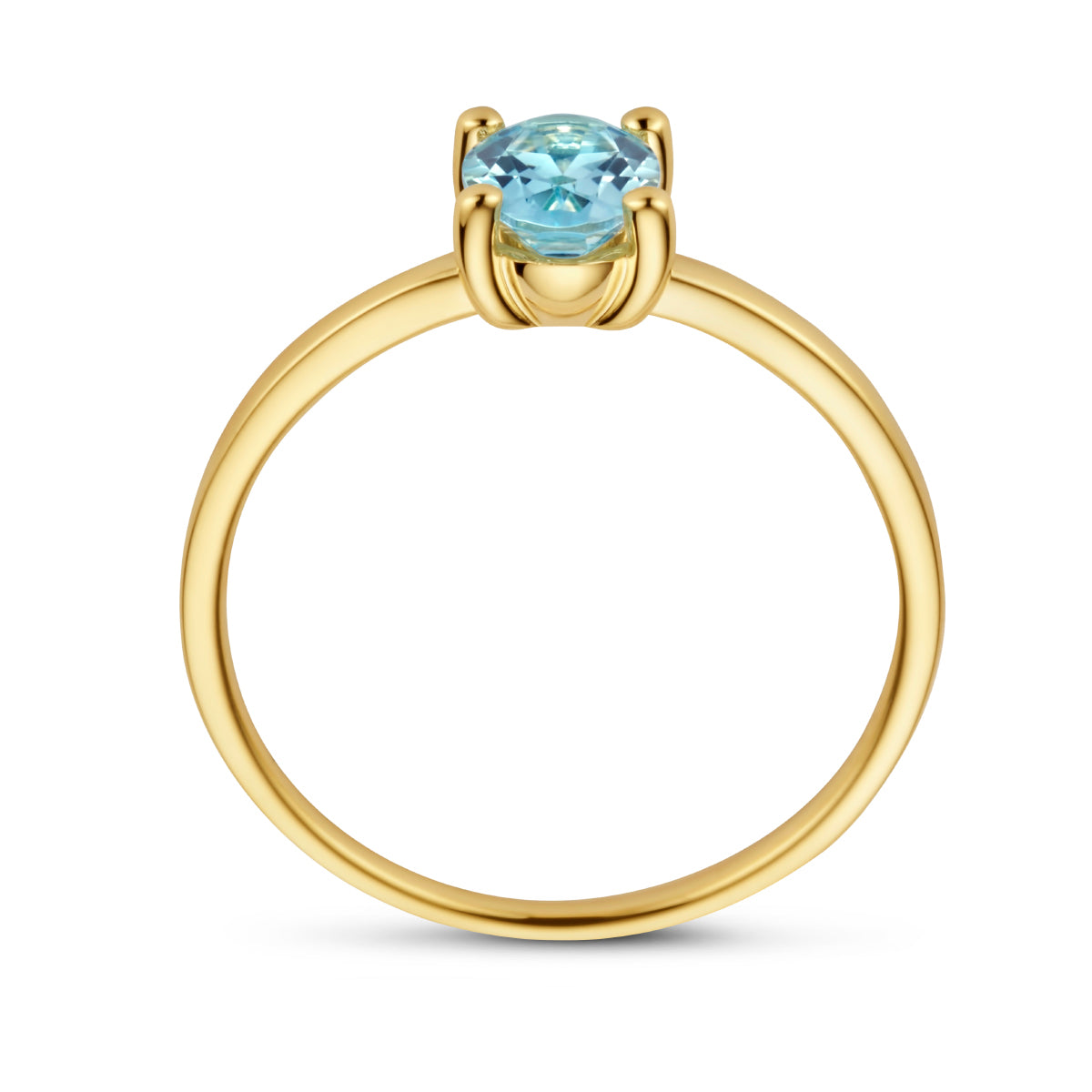 ring blauw topaas 14K geelgoud