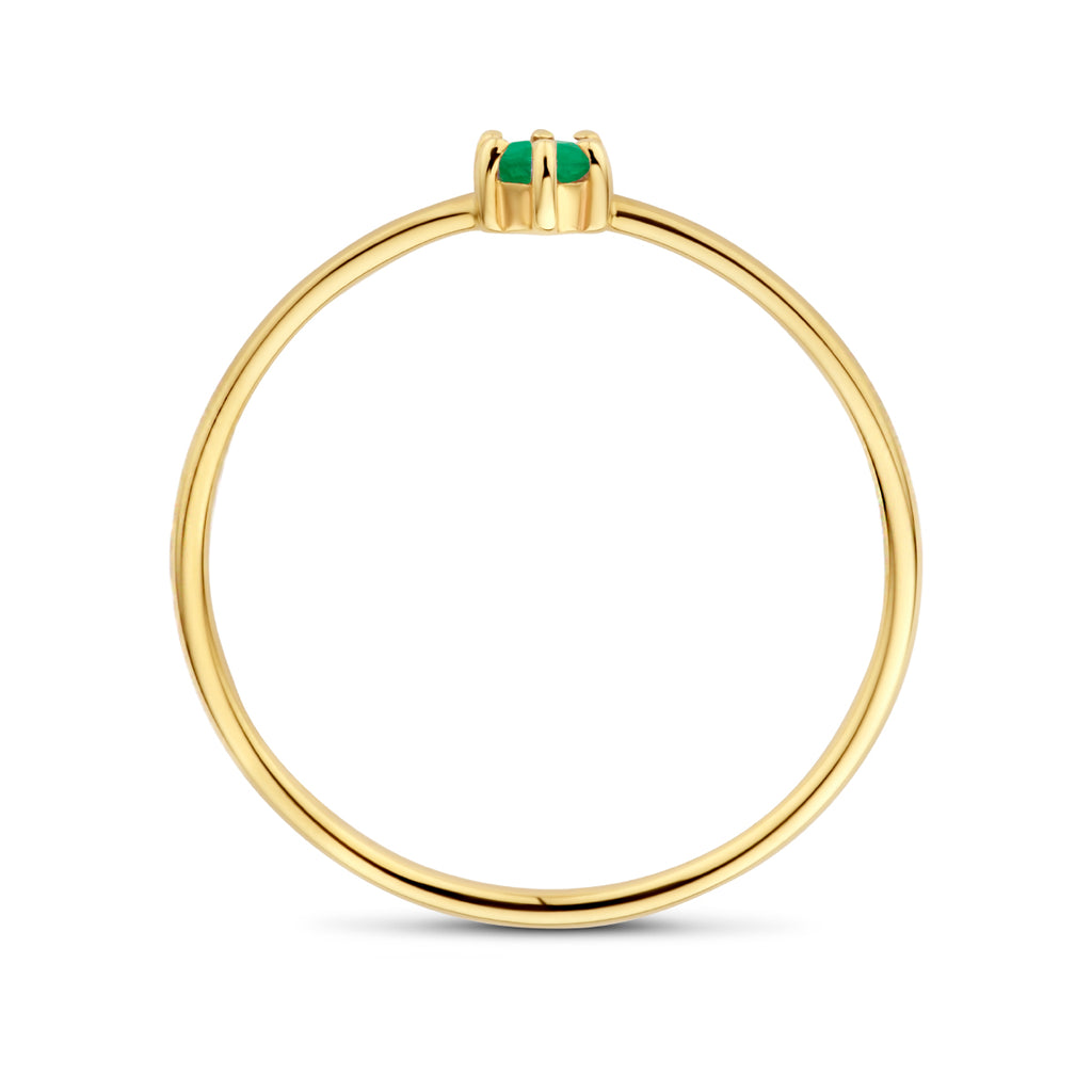 Ring mit Geburtsstein Smaragd 14. Mai Gelbgold