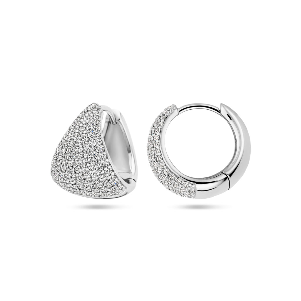 klapoorringen zirkonia 15 mm zilver gerhodineerd