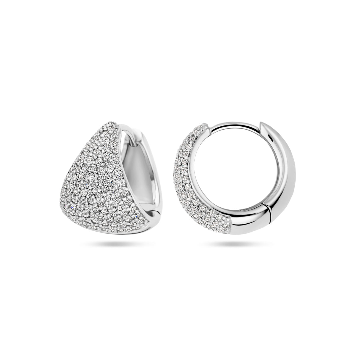 klapoorringen zirkonia 15 mm zilver gerhodineerd