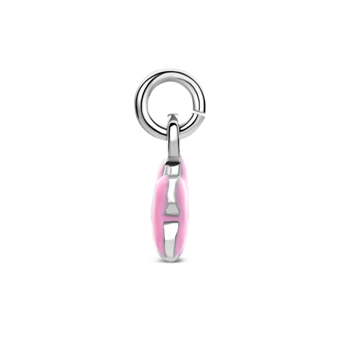 hanger bloem emaille 7,5 mm zilver gerhodineerd