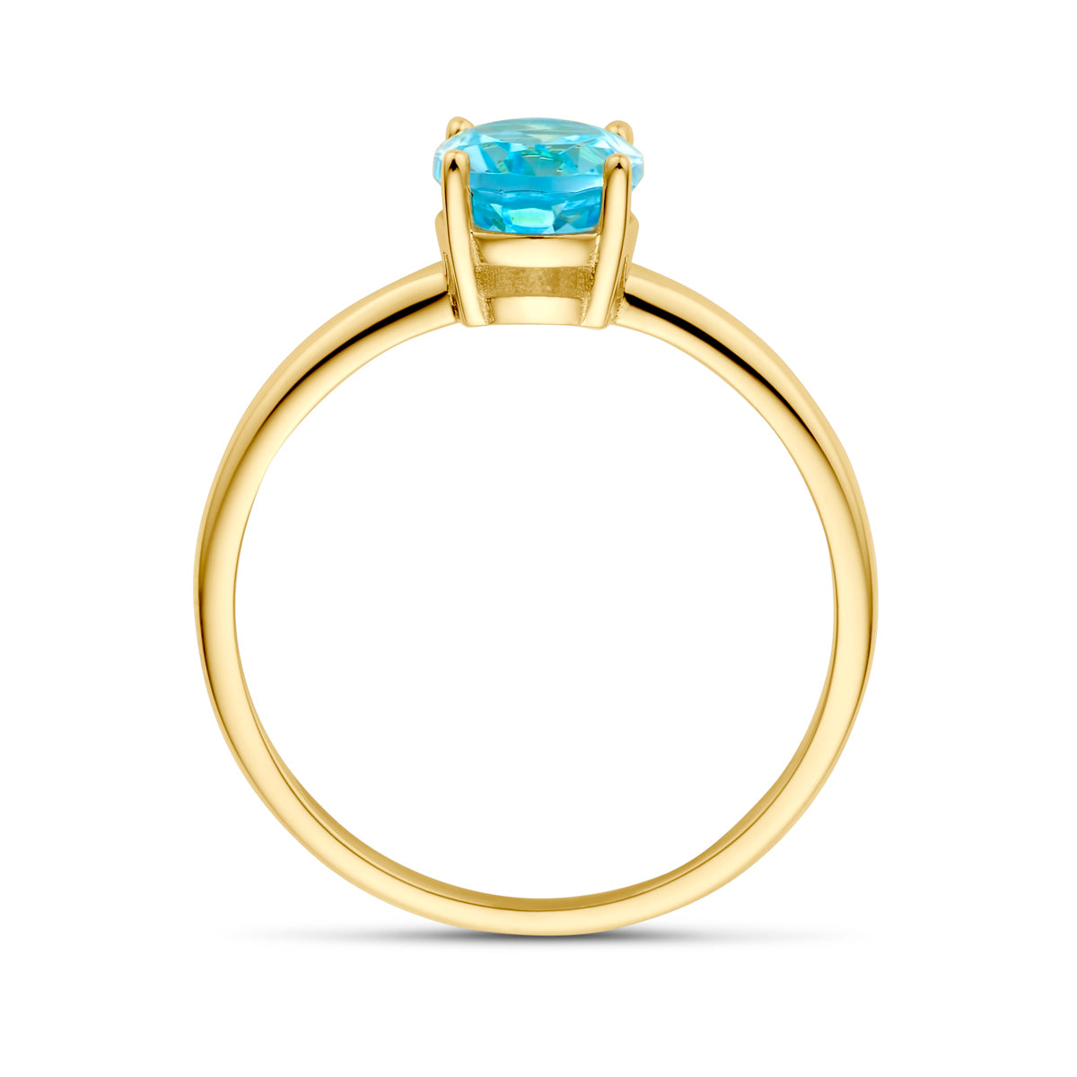 ring blauw topaas 14K geelgoud