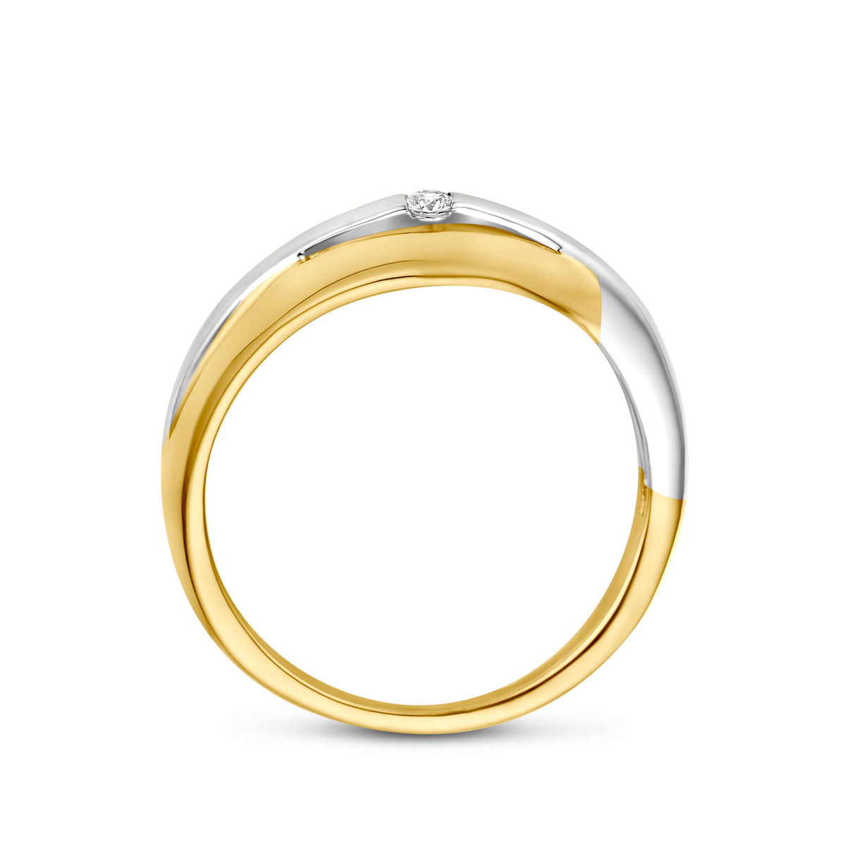 ring lab grown diamant 0.03ct f vs 14K bicolor goud geel/wit
