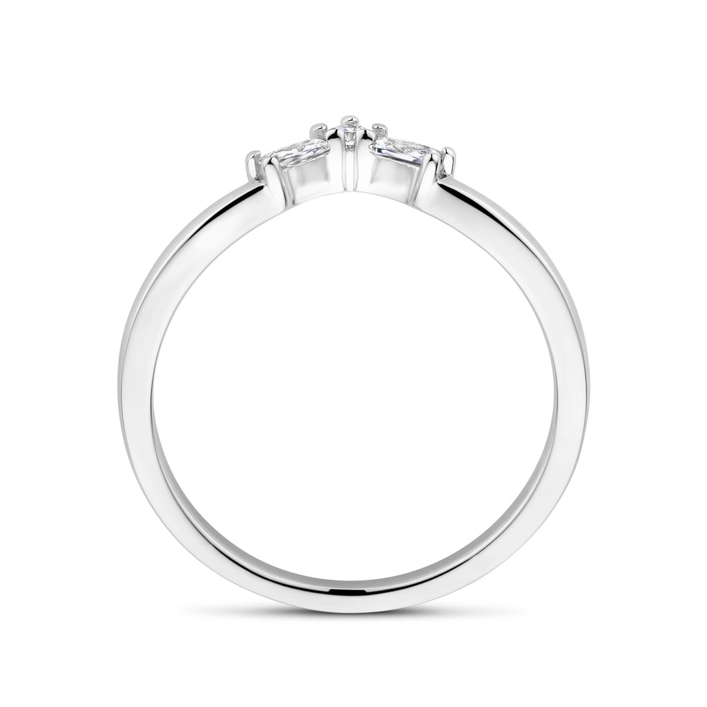 Ring mit Zirkonia, Silber rhodiniert