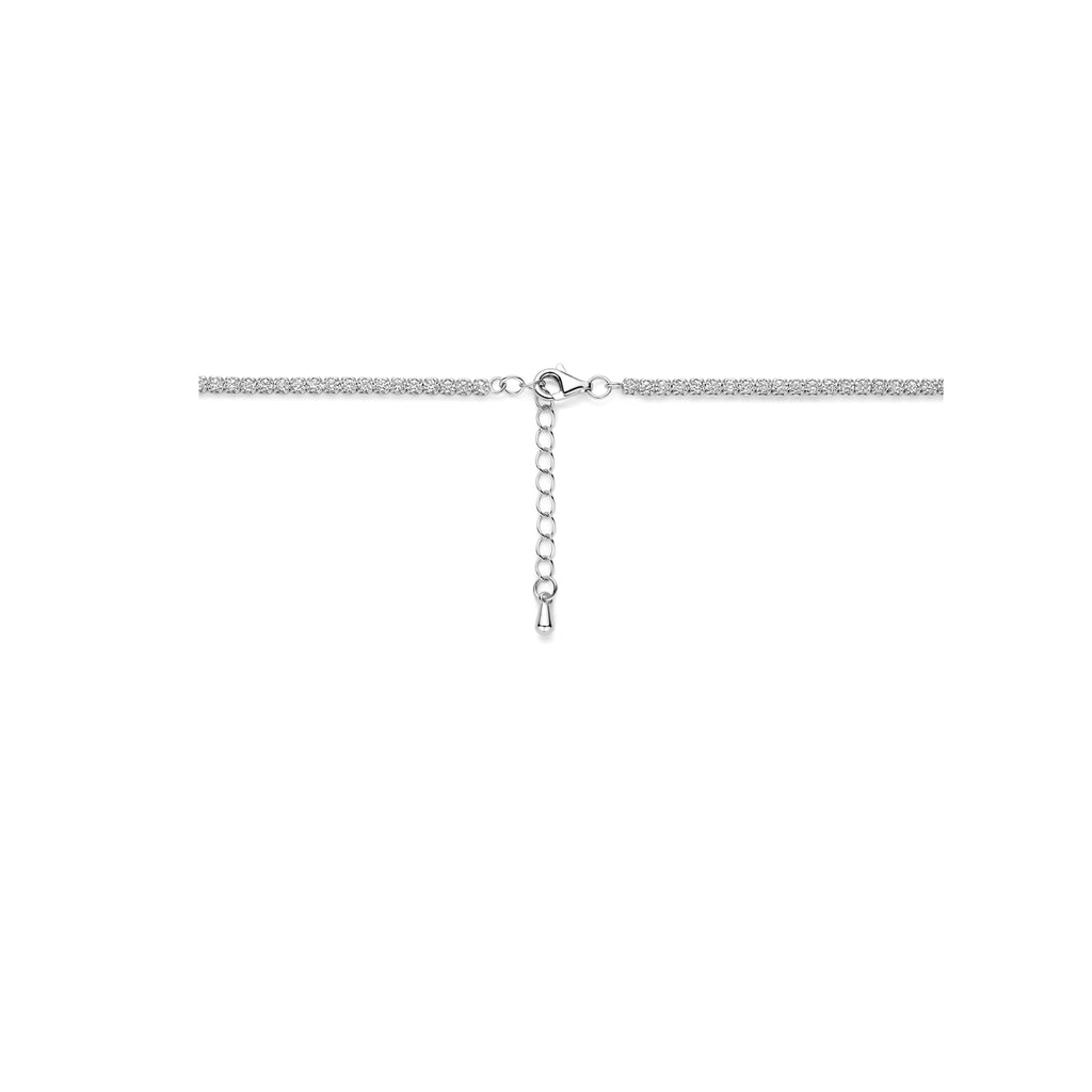 collier zirkonia 42 + 3 cm zilver gerhodineerd
