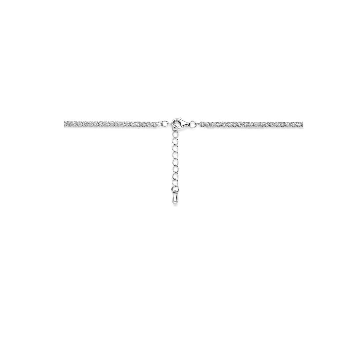 collier zirkonia 42 + 3 cm zilver gerhodineerd