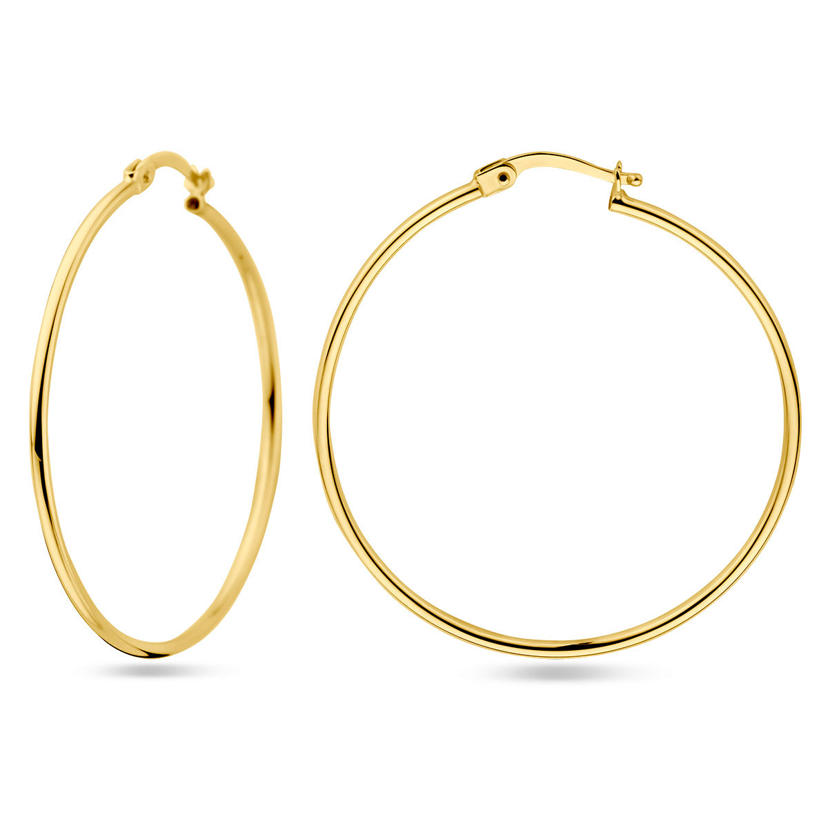 oorringen 1,5 mm ronde buis 14K geelgoud