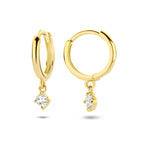 klapoorringen zirkonia 14K geelgoud