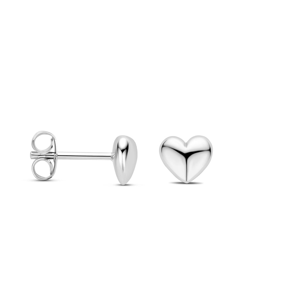 Ohrstecker Herz 6 mm Silber rhodiniert